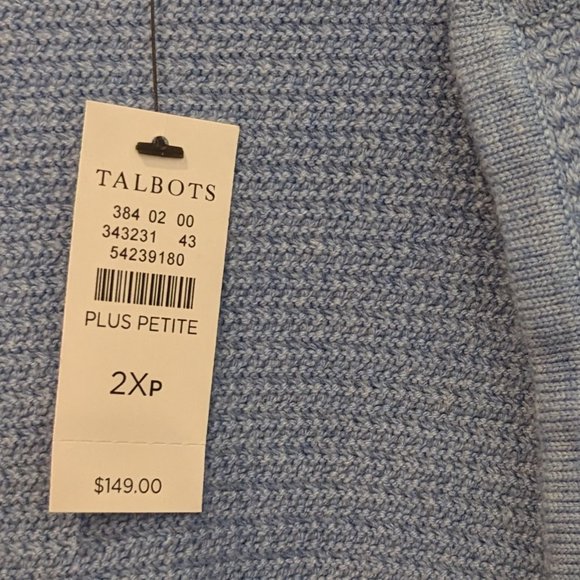 Talbots Textured Knit Open Sweater Jacket Cardigan Light Blue 2XPetite NWT - Picture 7 of 9